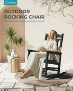 Ciokea Oversized Outdoor Rocking Chair, 380lbs Heavy-Duty Large Patio Rocker, Weather Resistant & Anti-Fade Porch Chair, High Back Cozy Rocking Chair for Outside, Fire Pit, Deck, Garden, Black