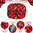 Boao 30'' Large Spider Kids Bean Bag Chairs Cover (No Filling) Washable Stuffed Animal Storage Beanbag Chair for Kids Canvas Bean Bag Cover with Zipper for Boys Organizing Plush Toys Textile Sack