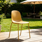 Dining Chairs Set of 2, Plastic Stackable Kitchen Chairs, Modern Indoor/Outdoor Chair with Metal Legs for Dining Room, Kitechen, Cafes, Restaurants (Mustard Yellow)