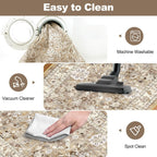 LOKHOM Washable Runner Rug, 2x8 Non-Slip Vintage Hallway Runner Rug with Rubber Backing, Boho Floral Soft Faux Wool Kitchen Rug Carpet Runner for Laundry Entryway Bedroom (Beige Brown)