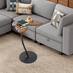 C-Shaped End Table, Butterfly Shaped Sofa Side Table with Metal Frame, Modern Accent Coffee Bedside End Table for Living Room Bedroom Office