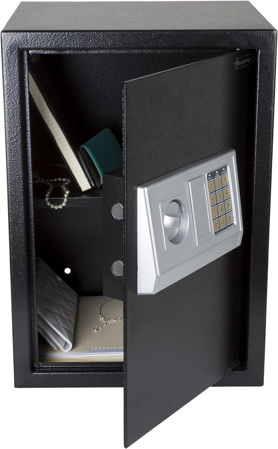 Digital Safe - Electronic Steel Safe with Keypad and Manual Override Keys - Protect Money, Jewelry, Passports - For Home, Business by Stalwart (Black)