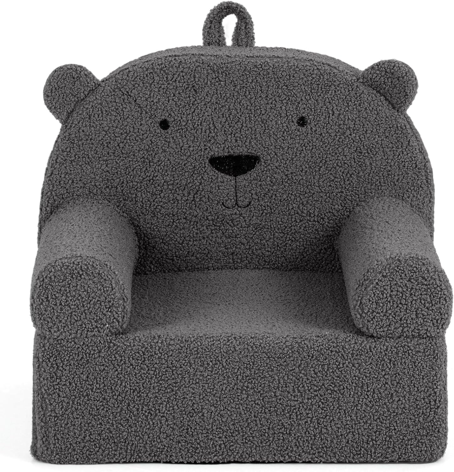 Costzon Kids Sofa, Comfy Bear Toddler Foam Couch with Soft Fleece Fabric Cover, Kids Furniture for Playroom, Children Reading Armchair for Boys & Girls Aged 3+ (["Teddy Fleece],Grey)