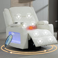 Power Swivel Rocker Recliner Chair with Heat and Massage, Adjustable Headrest, Cup Holder & Armrest Storage, Oversized Extra Wide Reclining Rocking Chairs for Nursery and Adults