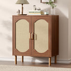 Boho Sideboard Buffet Cabinet, Modern Credenza with 2 Doors and Adjustable Shelf, Small Coffee Bar Storage for Kitchen, Entryway