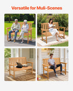 VEVOR Outdoor Bench, 50.5 inch, 800 lbs Weight Capacity for 2-3 Persons, Weatherproof Plastic Frame with Backrest and Wide Armrests, Outside Bench for Patio, Garden, Park, Yard, Natural Wood Color