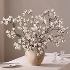 YXZZWL 4 PCS Artificial Magnolia Champaca Flowers for Vase - 36" Fake Silk Champaca Magnolia Stem Flower, Faux Plant Branches for DIY Bouquet, Kitchen, Farmhouse, Mantel, Home Decor (White)