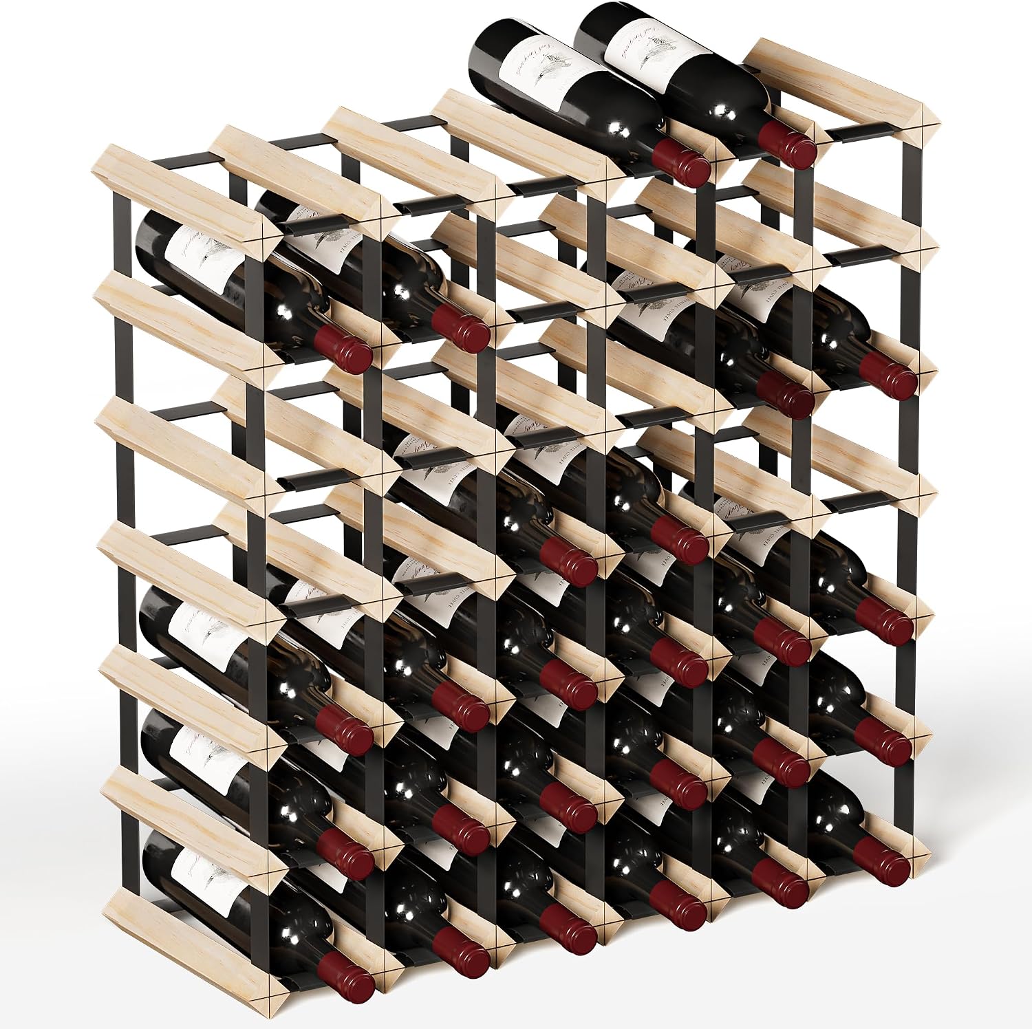 Urban Deco Wooden Wine Rack Countertop- Stylish Wine Racks for Cabinets, Perfect for Organizing and Displaying Your Wine Collection, Sturdy & Space-Saving Wine Storage Solution(42 Bottles)