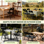 Folding Chairs 4 Pack, Outdoor Portable Foldable Chair with Steel Frame, 300lbs Capacity Heavy Duty Metal Black Plastic Folding Chairs for Patio, Picnic, Kitchen, Dining