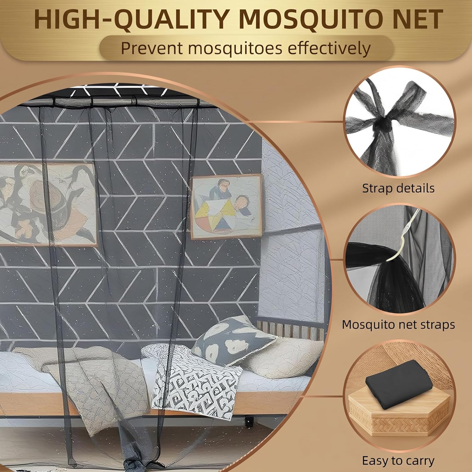 61x79x79 Inch Spacious Mesh Bed Curtain Canopy, Quick Setup Bed Drapes for Home Dorm Outdoor, Mosquito Net, Canopy, White
