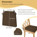 2.5 Inch Thick Dining Chair Cushions Set of 4 with Ties Non-Slip 16.5" x 16" Seat Cushions with Machine Washable Cover Comfy D-Shaped Kitchen Chair Pads Brown