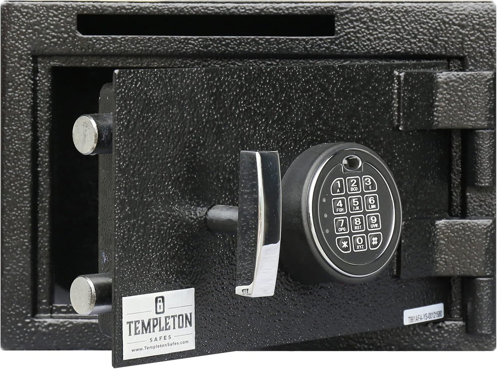 T861 Compact Depository Drop Safe With Electronic Multi-User Keypad Combination Lock with Key Backup, Black, .57 CBF Capacity