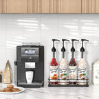 Alyoen Coffee Syrup Rack Organizer, Syrup Holder Stand for Coffee Bar, 4 Bottles Small Coffee Bar Organizer Shelf, Coffee Station Organizer for Countertop Wine, Liquor