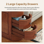 Narrow End Table with Charging Station, Vintage Slim Sofa Side Table & Nightstand with 2 Drawers, Compact Wood Storage for Living Room Bedroom Small Spaces, Fully Assembled, Brown