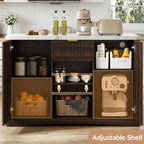 Marble Top Kitchen Island, 47.2" W Kitchen Island on Wheels Islands Table with Power Outlet Rolling Coffee Bar Cart with Buffet Cabinet & Drawer for Dining Room Breakfast Bar Table - Walnut