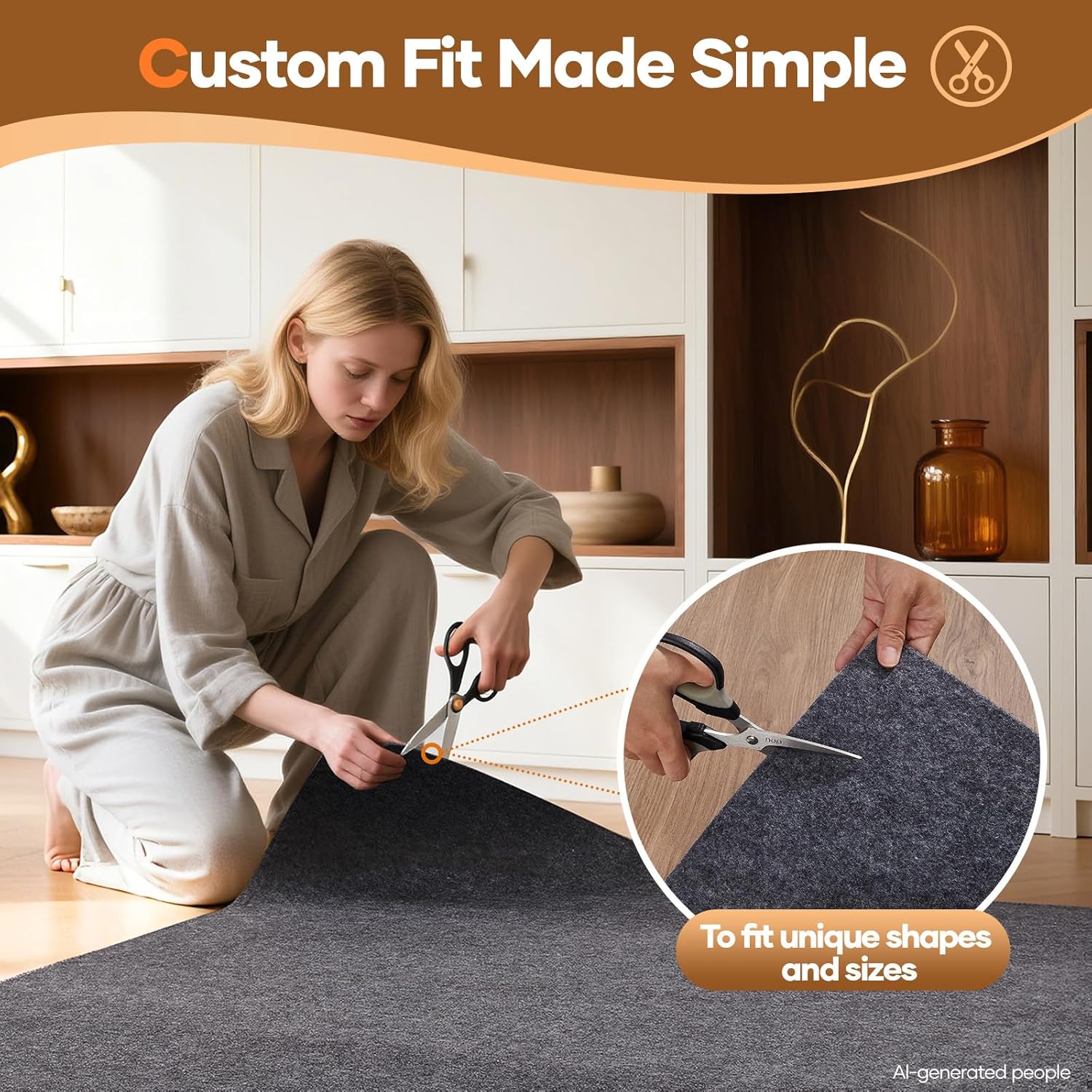 Veken Non Slip Cushioned Rug Pad Gripper 8 x 10 Ft, Felt and Silicone Backing, 1/4 inch Thick Carpet Liner for Hardwood Floors and Finishes, Under Area Rugs Anti Skid Mat, Keep Rugs Safe and in Place