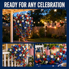 4th of July Decoration Tricolor Patriotic Artificial Flower, UV Resistant Red White Blue Artificial Morning Glory Vines, Patriotic Artificial Plants for Independence Day, Outdoor Decor (2 Pcs)