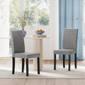 Giantex Upholstered Dining Chair Set of 2, Mid Century Modern Fabric Kitchen Chairs with Rubber Wood Legs, Thick Padded Seat, High Back, Side Armless Chairs for Living Dining Room (Gray)