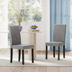 Giantex Upholstered Dining Chair Set of 2, Mid Century Modern Fabric Kitchen Chairs with Rubber Wood Legs, Thick Padded Seat, High Back, Side Armless Chairs for Living Dining Room (Gray)