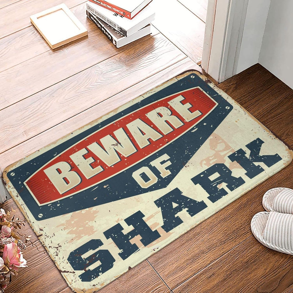 Funny Shoes Beware of Shark Rug Front Door Rugs Indoor Farmhouse Kitchen Mats(65X90CM)