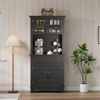 GAOMON 72“ Tall Pantry Cabinet with Drawer, 32” Wide Kitchen Pantry Storage Cabinet with Countertop, Large Kitchen Hutch with Storage Drawers and Doors for Dining Room, Living Room, Black