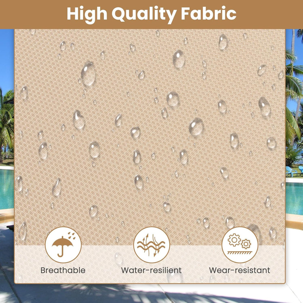 GYMAX Lounge Chairs for Outside, Extra High Folding Beach Tanning Lounger with Adjustable Backrest, Footrest & Removable Pillow, Sunbath Lounge for Patio, Lawn, Poolside (1, Beige with Pocket)
