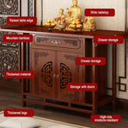 Chinese Cabinet Pedestal offering, Stand puja Meditation Prayer, Personal Shrine Altar Buddha Niche, Meditation Table Pooja Cabinet with Storage, with Drawer Panel(120cm/47.2in)