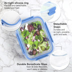 ECOBERI Glass Meal Prep Containers with Silicone Sleeves, 3 Piece 4.5 Cup Set, Borosilicate Glass Food Storage with Leak-Resistant Lids, Oven, Microwave, Freezer and Dishwasher Safe