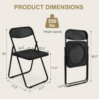 VECELO Plastic Folding Chairs 2 Pack, Metal Frame for Indoor/Outdoor, Black | Breathable Mesh Backrest & Seat, Foldable Portable Chair, No Assembly Required, for Party, Camping, Events