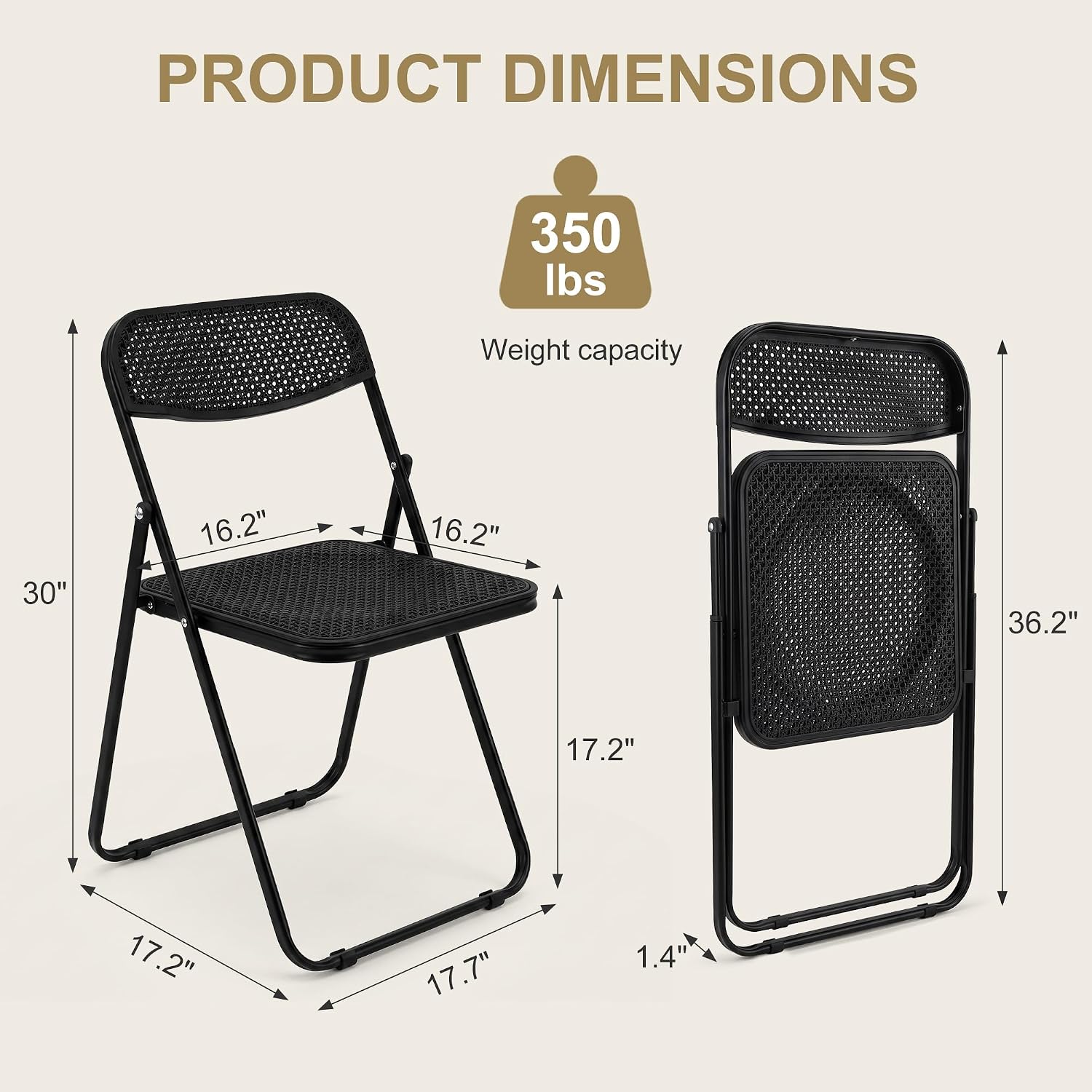 VECELO Plastic Folding Chairs 2 Pack, Metal Frame for Indoor/Outdoor, Black | Breathable Mesh Backrest & Seat, Foldable Portable Chair, No Assembly Required, for Party, Camping, Events