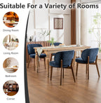 YOUNIKE Dining Chairs Set of 6 Mid Century Modern Kitchen Chair with Back Boucle Fabric Upholstered Armless Chair 20" Wide Padded Seat with Wooden Legs for Kitchen Dining Living Room Bedroom Navy Blue