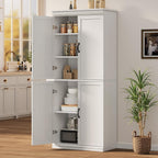 IDEALHOUSE Pantry Cabinet,70" Tall Kitchen Pantry Cabinet with Doors and Adjustable Shelves, Freestanding Cupboard, Tall Storage Cabinet for Bathroom, Dining Room, Living Room (Antique White)