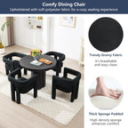 Boucle Barrel Side Chairs Set of 4, Modern Designed Upholstered Compy Sherpa Teddy Fabric Accent Kitchen/Dining Chair, Kitchen Armchair for Living Room office Dining Room Bedroom (Black, Set of 4)