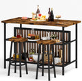 DKLGG Kitchen Island with Seating & Storage, Farmhouse Dining Table Set for 2, Space-Saving 3 Piece Dining Set Table & Chairs Island Table for Kitchen, Apartment, Dining Room, Rustic Brown