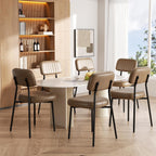 Brown Dining Chairs Set of 4, Modern Faux Leather Dining Chairs with Thick Cushions Seat Back and Metal Legs, Comfy Kitchen Chairs for Dining Living Room