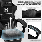 Gaming Chair with Footrest, Ergonomic Video Game Chair with Adjustable Lumbar and Headrest Massage Support, High Back Recliner Comfortable for Office, Game and Study, Black