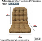RSH DECOR: Outdura Tufted Adirondack Chair Cushion | 42.5” x 21” | Outdura Performance Fabric | Water & Fade-Resistant | Outdoor Cushion for Patio Furniture | Made in USA (Moran Sonoma)