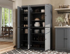 Palace Imports Solid Wood Kitchen Pantry Cabinet 71.5" Tall, 48.5" Wide – Wooden Storage Cabinet w/ 6 Shaker Doors & 8 Adjustable Shelves – Gray, 100% Renewable Eco-Friendly Wood, Made in Brazil