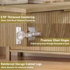 Fluted 55'' Sideboard Cabinet with Drawers,Large Storage Buffet 4 Doors and 2 Drawers Coffee Bar Console Table Storage for Dinning Room, Kitchen, Living Room (WOOD-32'')