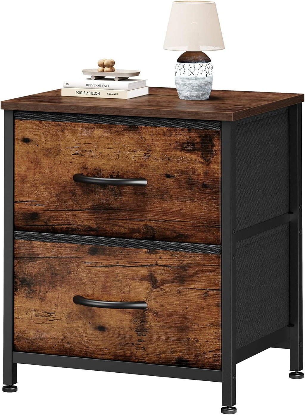 Sweetcrispy Nightstand Set of 2 with 2 Storage Drawers, Small Bedside Table | Small Dresser with Sturdy Wooden Top for Daily Essentials, Compact Nightstand for Bedroom, Closet and Small Spaces