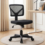 OLIXIS Armless Office Chair, Ergonomic Desk Chair with Wheels, Mesh Back, Removable Washable Foam Cushion, Height Adjustable Rolling Swivel Chairs for Small Space, Home, Office, Black