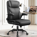 HeroSet Office Chair, Ergonomic Big and Tall Computer Desk Chairs, Executive Breathable Leather Chair with Adjustable Flip-up Armrests, Lumbar Support Swivel PC Chair with Rocking Function,Matte Black