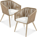 Best Choice Products Set of 2 Patio Dining Chairs, Outdoor Seating for Backyard, Poolside, Balcony w/Woven Wicker Design, 250lb Weight Capacity - Natural/Ivory/Natural