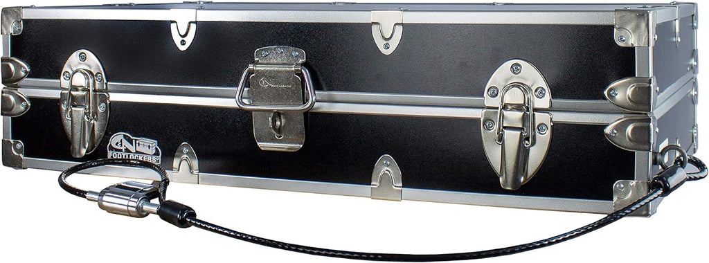 C&N Footlockers College Dorm Room Under Bed - The Slim Lockable Trunk - 32 x 18 x 8.25 Inches (With Cable Lock)