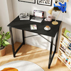 DUMOS 31 Inch Small Computer Desk for Home Office, Gaming Writing Desks for Bedroom Modern Study Work Table Simple Style Workstation with Reinforcement Structure, Black