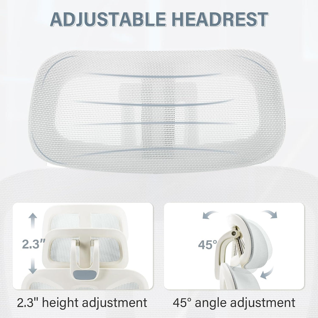 Ergonomic Mesh Office Chair with Retractable Footrest - High Back Computer Chair, Lumbar Support, Adjustable Armrest and Headrest, Durable Base - Multifunctional Home Office Desk Chair for Adults