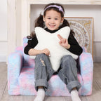 MOMCAYWEX Toddler Couch, 2-in-1 Kids Soft Couch Fold Out with Star Pillow, Foldable Sofa to Lounger, 1-Seat, Pink Tie Dye