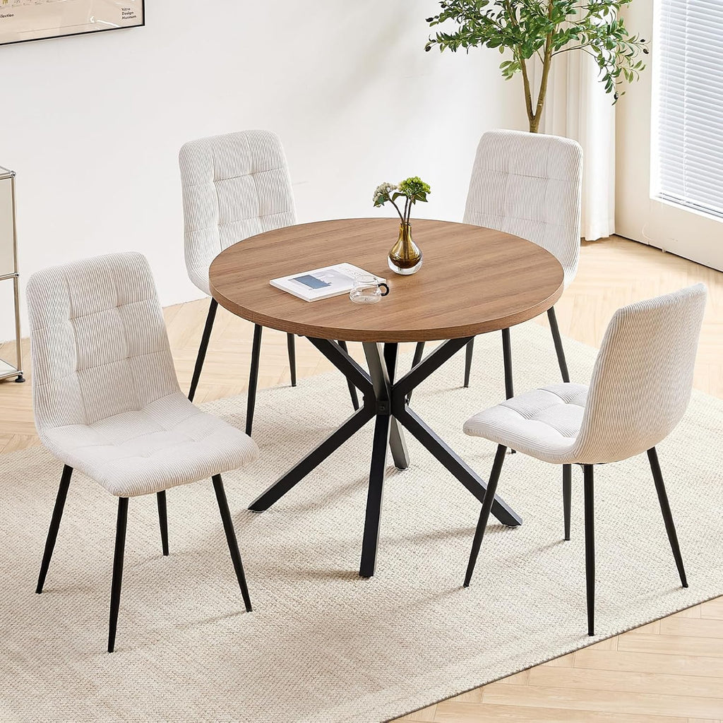 5-Piece Round Dining Table Set for 4 39" Kitchen Table and Chairs Set for 4 with Chairs Compact Small Kitchen & Dining Room Table Sets for Living Room Kitchen Home Apartment Office