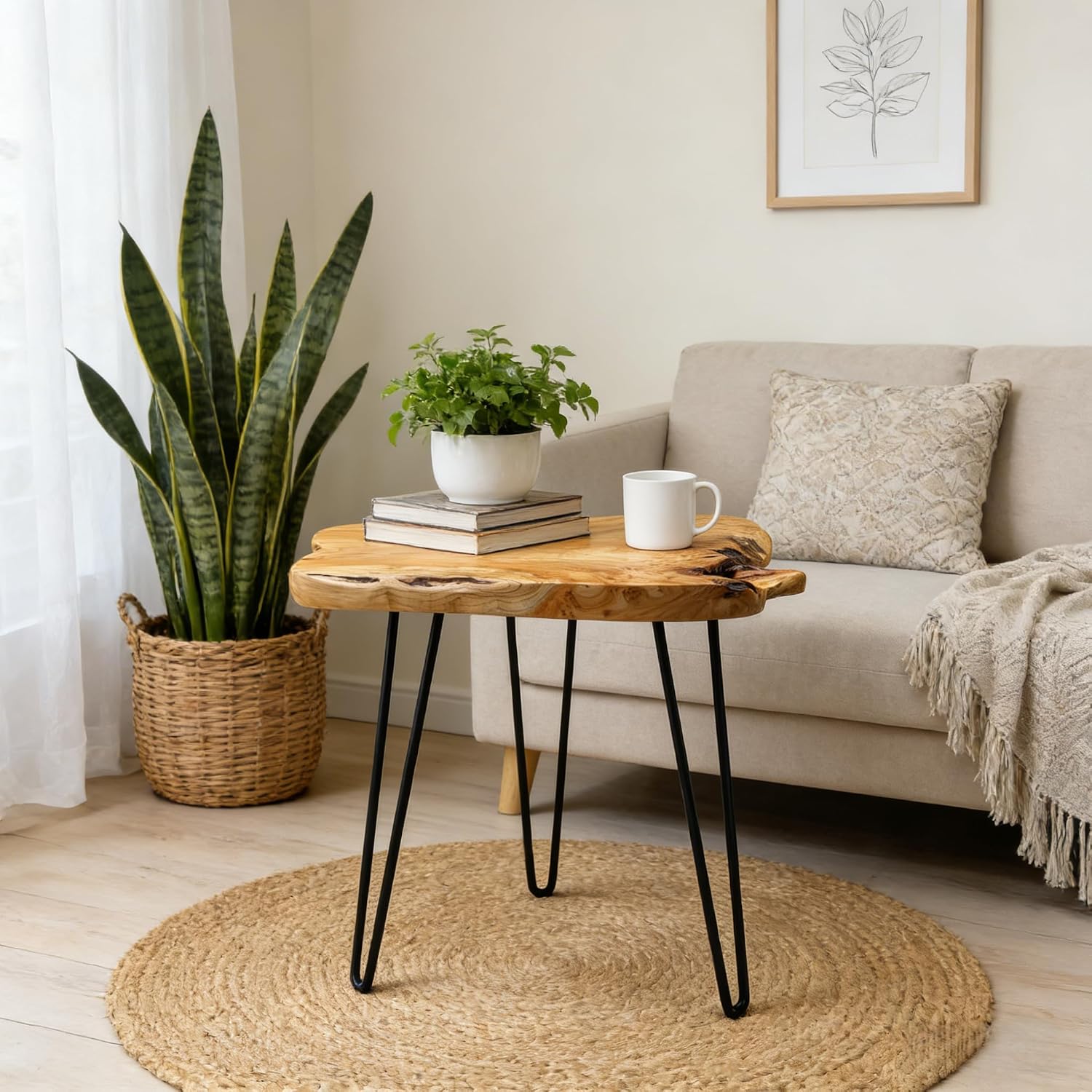 Live Edge Cedar End Table,Natural Wood Side Table,20" L x 14" W x 20" H Unique Desktop Nightstand Plant Stand for Living Room, Bedroom, Home, Office (20" L x 14" W x 20" H)