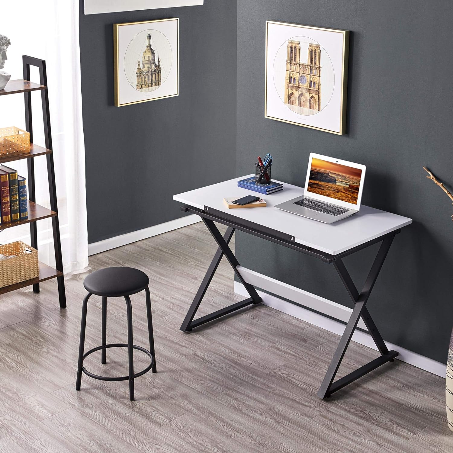 Yaheetech Drafting Table for Artists Art Desk Drawing Painting Studying Table w/Tilted Tabletop Art Craft Work Station for Adults Home Office School Use
